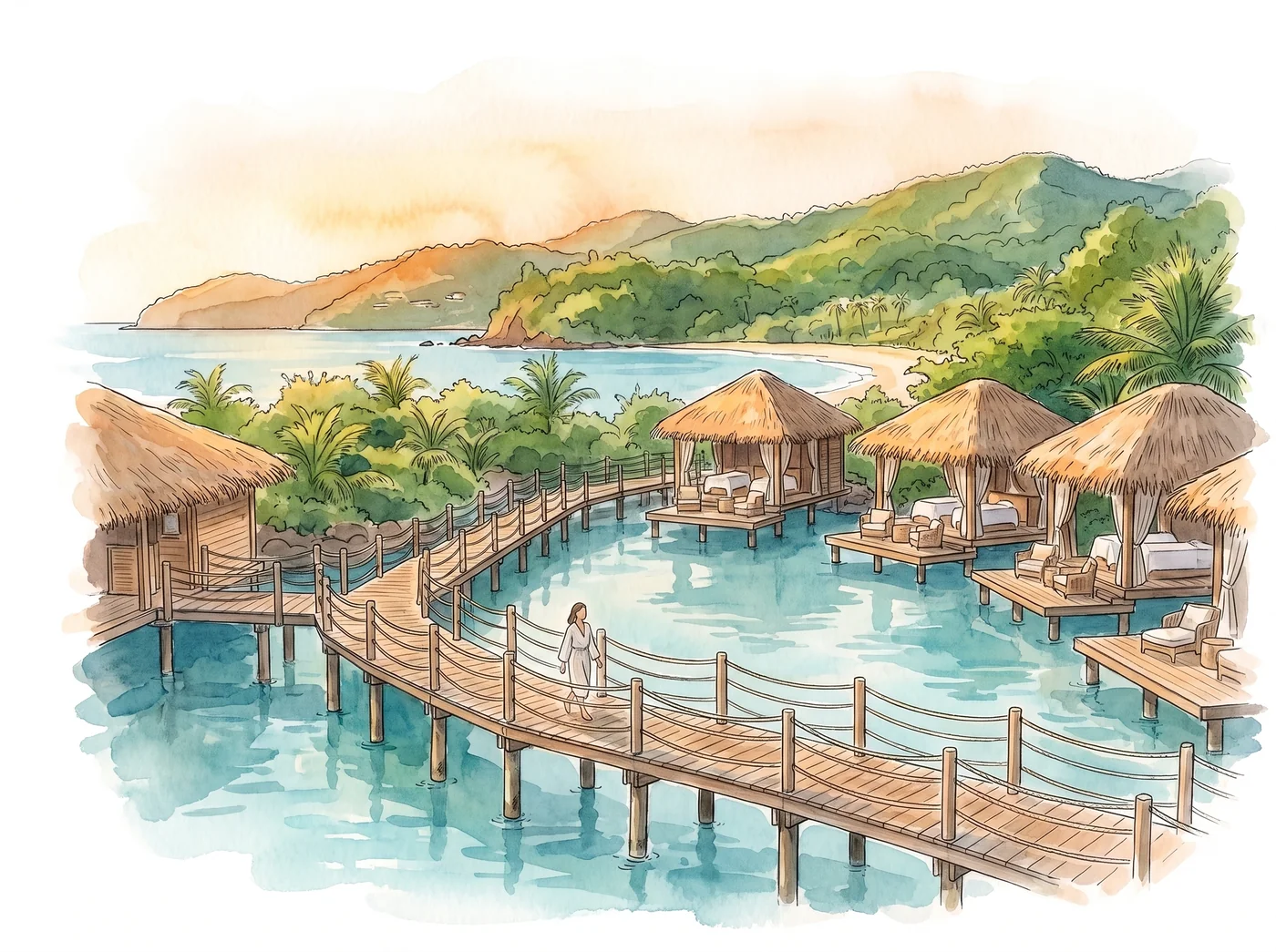 La Sagesse Bay, Six Senses La Sagesse villas over the water